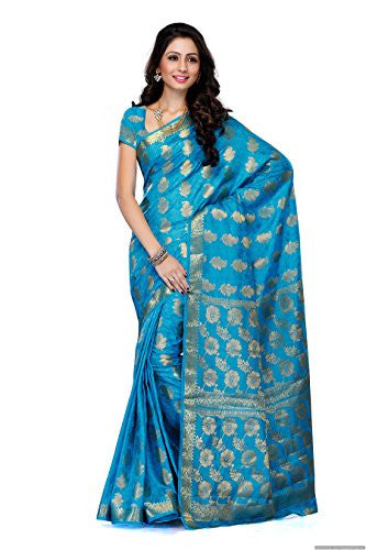 Mimosa Women S Tussar Silk Saree With Blouse,Color:Ananda(3188-104-TUS-AND) Online