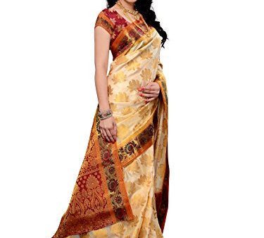 Mimosa Women Kanchipuram Art Silk Saree With Contrast Blouse (Off-White ,3169-148-OFFWT) For Cheap