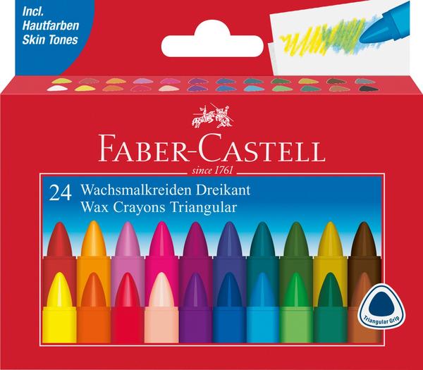 FABER-CASTELL Dreikant-Wachsmalkreide, 24er Kartonetui Faber-Castell Online