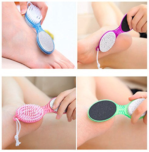 4 in 1 Multi use Pedicure Paddle Brush - 4 Step Pedicure (Cleanse, Scrub, File and Buff) - (Color may vary) For Sale