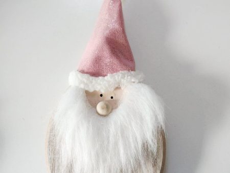 Standdeko Nikolaus mit Mütze, rosa  Decoración Papá Noel con gorro rosado For Sale