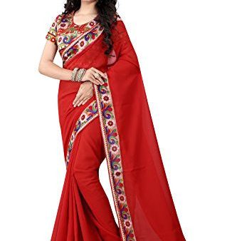 B Bella Creation Women s Georgette Saree (BHAGALPURI RED_Red_Freesize) For Discount