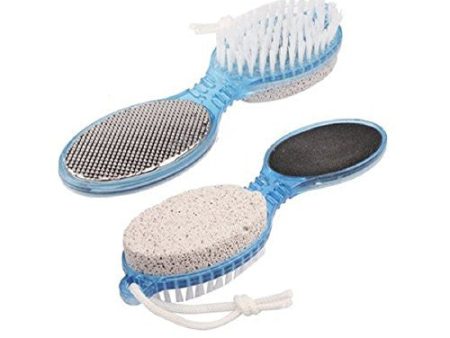 4 in 1 Multi use Pedicure Paddle Brush - 4 Step Pedicure (Cleanse, Scrub, File and Buff) - (Color may vary) For Sale