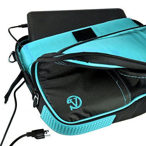 Vangoddy Black-Aqua Pindar Shoulder Portfolio Bag Case for Micromax Canvas Laptab II LT777 11.6-inch Laptop For Cheap