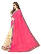 Panchratna Women S Pink and Cream georegette ethnic saree with blouse piece material... For Sale