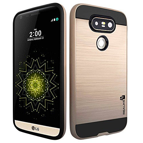 LG G5 Cover, REALIKE™ Premium {Imported} Shock Proof Protective Dual Layer Case for LG G5 (Simply Fit Series) - (Gold) Online now