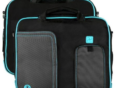 Vangoddy Black-Aqua Pindar Shoulder Portfolio Bag Case for Micromax Canvas Laptab II LT777 11.6-inch Laptop For Cheap