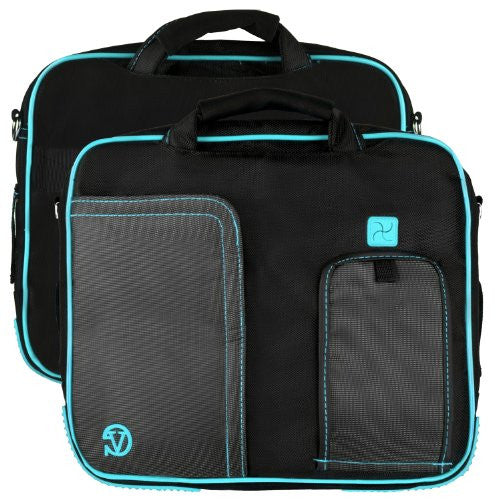 Vangoddy Black-Aqua Pindar Shoulder Portfolio Bag Case for Micromax Canvas Laptab II LT777 11.6-inch Laptop For Cheap